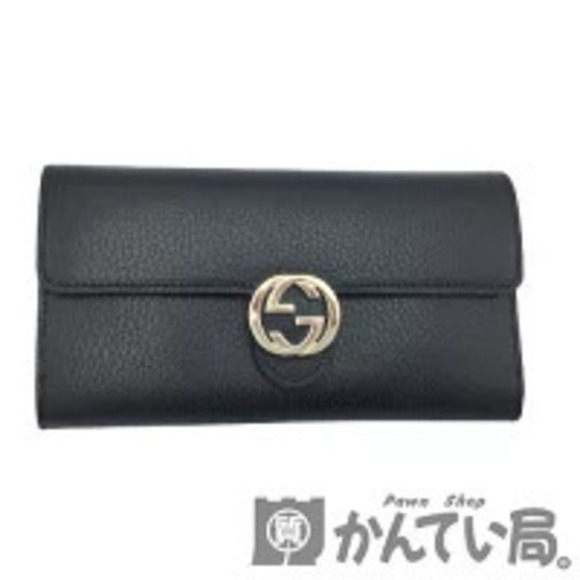 Gucci Handbags - GUCCI Long Wallet Bi fold Leather Black Interlocking GG Zippered Wallet Card